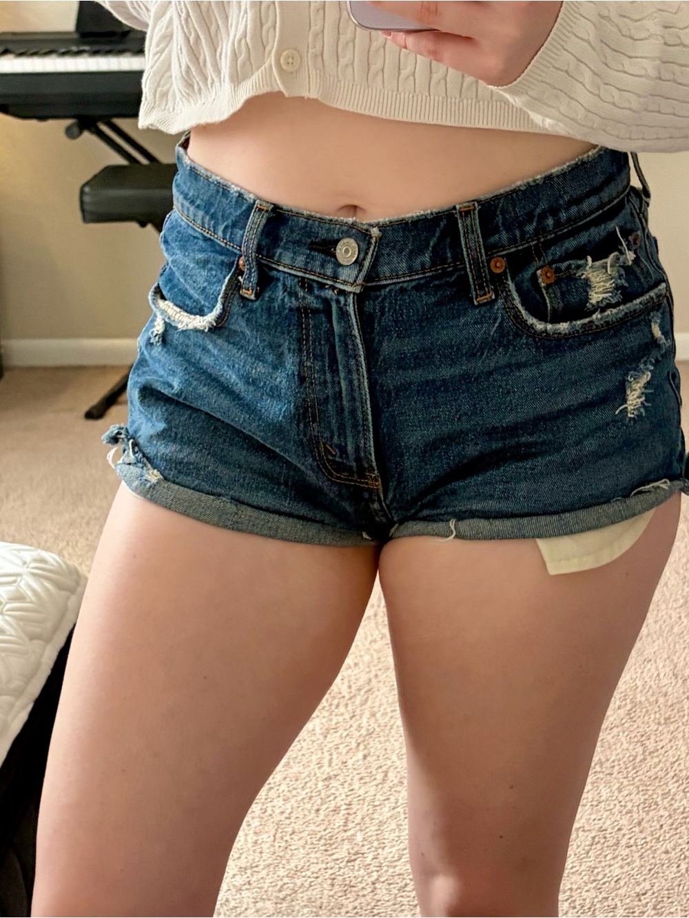 Abercrombie & Fitch Mid Rise Mom Jean Shorts